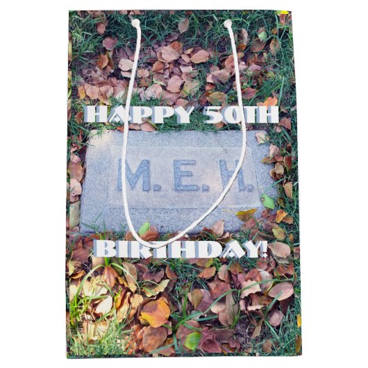 Meh Grabstein-krankhafter Spaß-lustiger Mittlere Geschenktüte (Vorderseite)