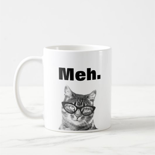 Meh meme lustige Apathiezitat-Katzen-Tasse Kaffeetasse (Links)