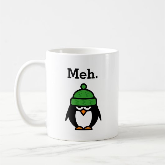 Meh meme lustige Apathiezitat Penguin-Kaffee-Tasse Kaffeetasse (Links)