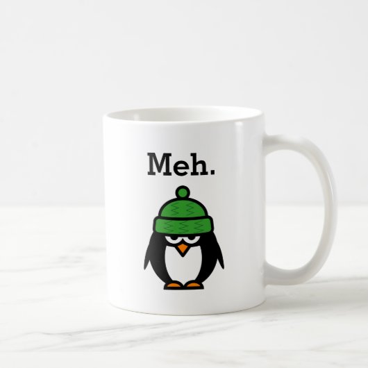 Meh meme lustige Apathiezitat Penguin-Kaffee-Tasse Kaffeetasse (Rechts)
