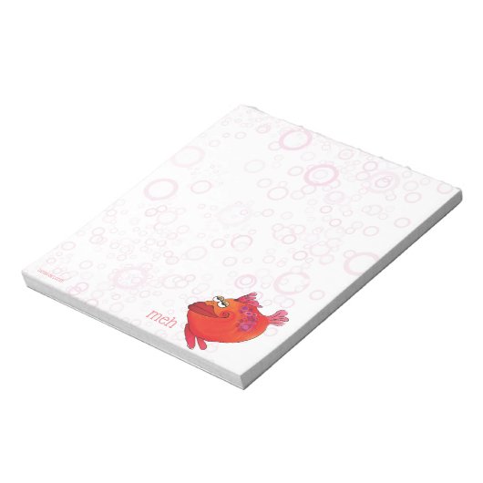 Meh Whimsical Fish Art in Rot und Rosa Notizblock (Rotiert)