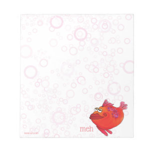 Meh Whimsical Fish Art in Rot und Rosa Notizblock