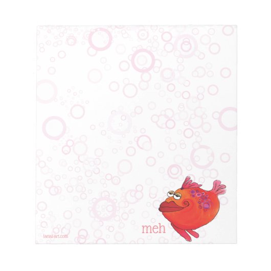 Meh Whimsical Fish Art in Rot und Rosa Notizblock (Vorderseite)