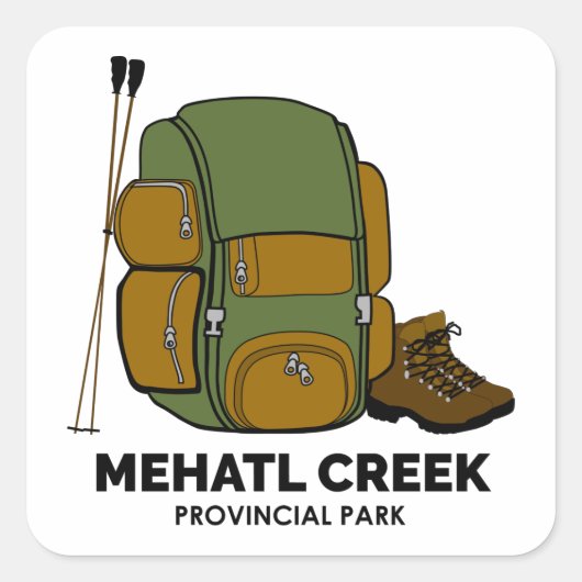 Mehatl Creek Provincial Park Backpack Quadratischer Aufkleber (Vorderseite)
