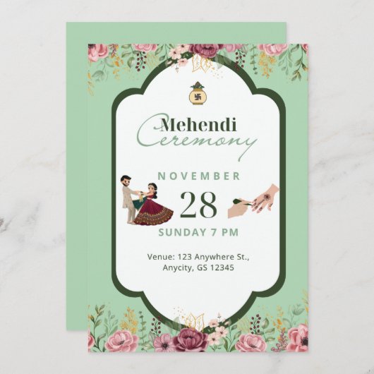 Mehendi Einladung (Vorne/Hinten)