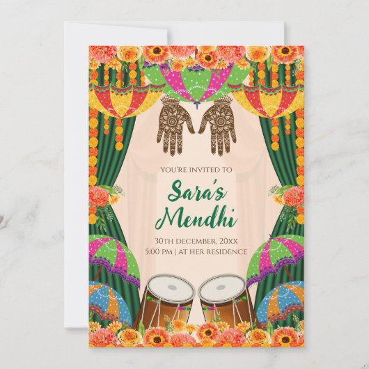 Mehendi Einladung Digital Mehndi einladen (Vorderseite)