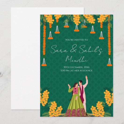 Mehendi Einladung Digital Mehndi einladen (Vorne/Hinten)