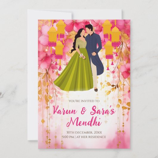 Mehendi Einladung Digital Mehndi einladen, Mehndi (Vorderseite)