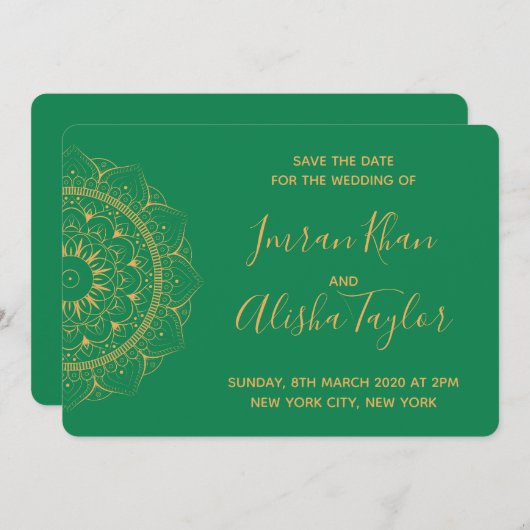 Mehendi Indian Wedding Save the date hamsa Henna (Vorne/Hinten)