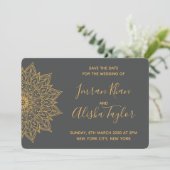 Mehendi Indian Wedding Save the date hamsa Henna (Stehend Vorderseite)