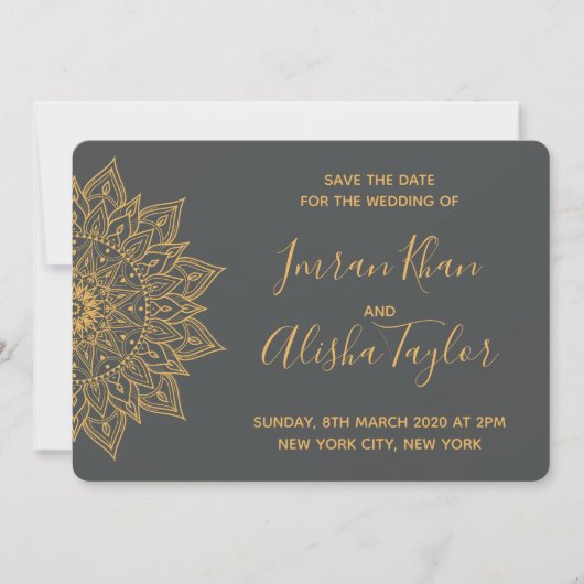 Mehendi Indian Wedding Save the date hamsa Henna (Vorderseite)