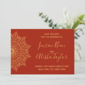 Mehendi Indian Wedding Save the date hamsa Henna (Stehend Vorderseite)