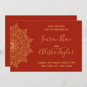 Mehendi Indian Wedding Save the date hamsa Henna (Vorne/Hinten)