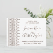 Mehendi Indian Wedding Save the date hamsa Henna (Stehend Vorderseite)