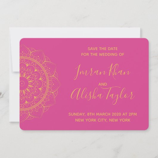 Mehendi Indian Wedding Save the date hamsa Henna (Vorderseite)