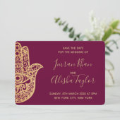 Mehendi Indian Wedding Save the date hamsa Henna (Stehend Vorderseite)