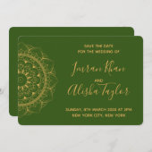 Mehendi Indian Wedding Save the date hamsa Henna (Vorne/Hinten)