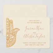 Mehendi Indian Wedding Save the date hamsa Henna (Vorne/Hinten)
