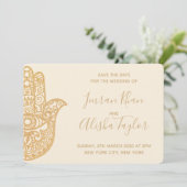 Mehendi Indian Wedding Save the date hamsa Henna (Stehend Vorderseite)