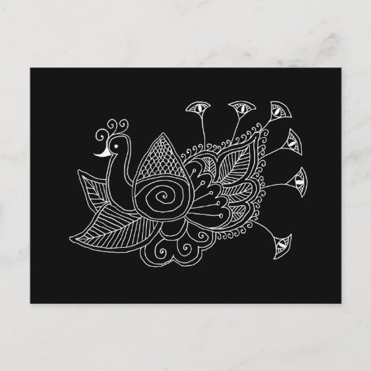 Mehendi Peacock Postkarte (Vorderseite)