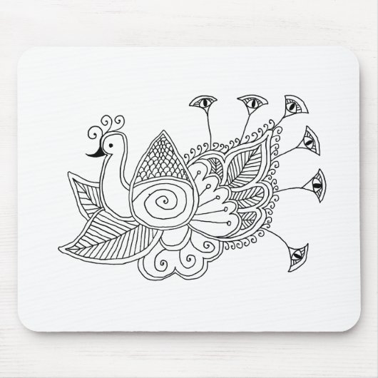 Mehendi Pfau Mousepad (Vorne)