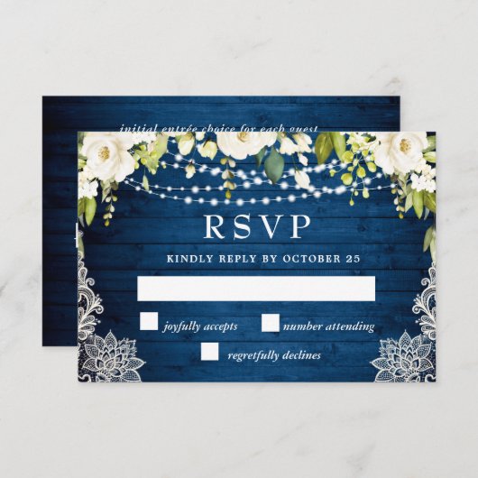 MEHL AUSWAHL Elegante Rosen Rustikale Hochzeit RSVP Karte (Vorne/Hinten)
