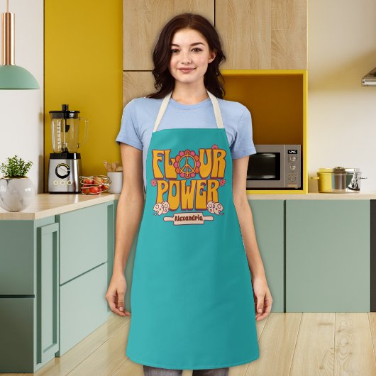 "Mehl Power" Retro 70er Funny Cooking Backen Schür Schürze