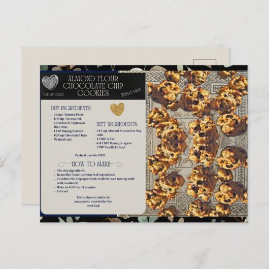 Mehl Schokolade Chips Rezept Postkarte (Vorne/Hinten)