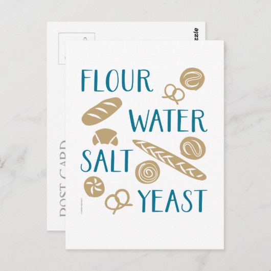 Mehl Wasser Salz Hefe Backen Postkarte (Vorne/Hinten)