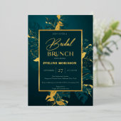 Mehlgrün und echtes Goldfolien Brautbrunch Folieneinladung (Stehend vorne)