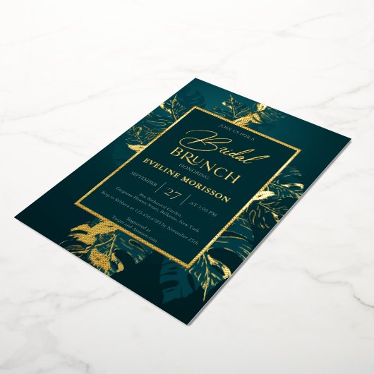 Mehlgrün und echtes Goldfolien Brautbrunch Folieneinladung (Gedreht)