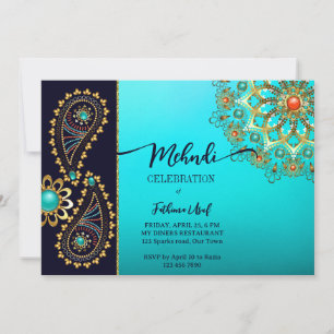 Mehndi aquamarin Goldschmuck Pisley laden Einladung