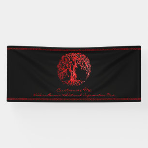 Mehndi Baum des Lebens (Hennastrauch) (Rot) Banner