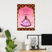 Mehndi Begrüßungsschild tanzend indischer Brautmar Poster (Heimbüro)