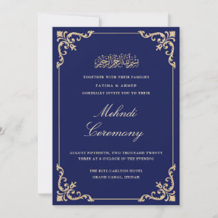 Mehndi Blue Islamic Wedding Einladung