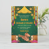 Mehndi & Dholki Night Invitation Template Einladung (Stehend Vorderseite)