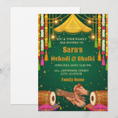 Mehndi & Dholki Night Invitation Template Einladung (Vorne/Hinten)