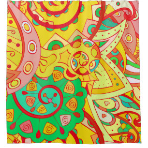 Mehndi Doodle: farbenfrohe ethnische Textur. Duschvorhang