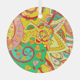 Mehndi Doodle: farbenfrohe ethnische Textur. Ornament Aus Glas