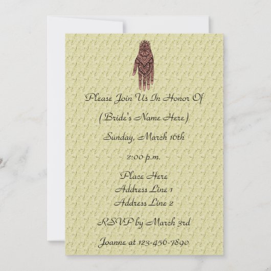 Mehndi Einladung (Rückseite)