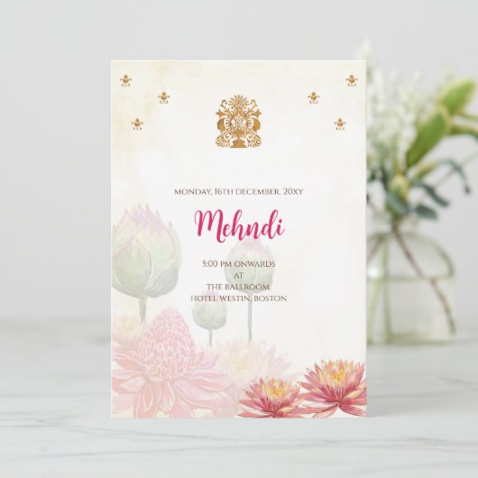 Mehndi Einladung Digitale indische Hochzeit lädt e (Stehend Vorderseite)