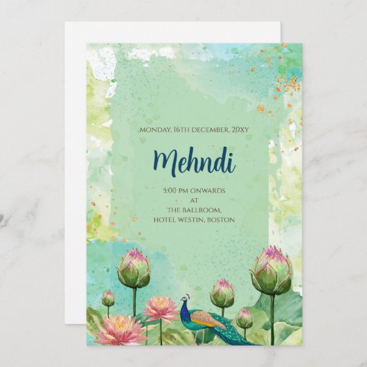 Mehndi Einladung Digitale indische Hochzeit lädt e (Vorne/Hinten)