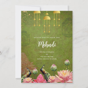 Mehndi-Einladung Digitaler indischer Pfau lädt ein Einladung