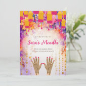 Mehndi Einladungen Digital Dholki einladen (Stehend Vorderseite)