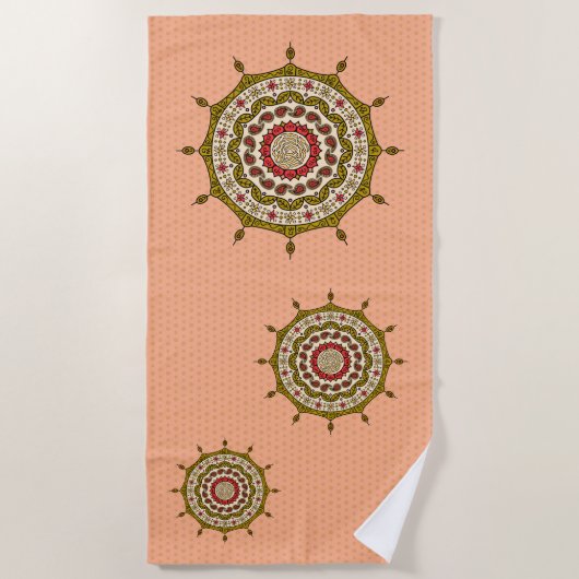 Mehndi Fantasy Gold Beach Handtuch (Vorderseite)