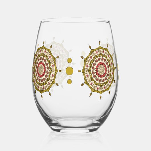 Mehndi Fantasy Gold Weinglas Ohne Stiel (Vorderseite)