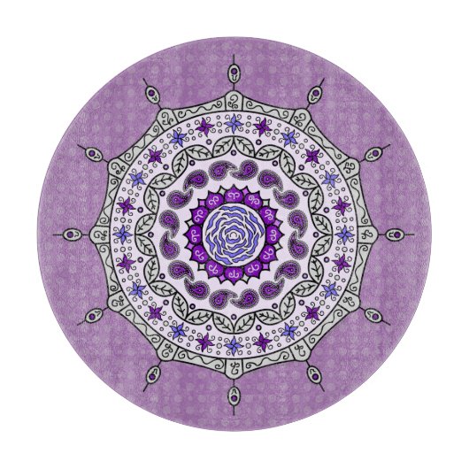 Mehndi Fantasy Silver Glass Cutting Board Schneidebrett (Vorderseite)