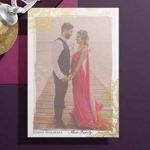 Mehndi Foto Holiday Gold Foil Card Folien Feiertagskarte