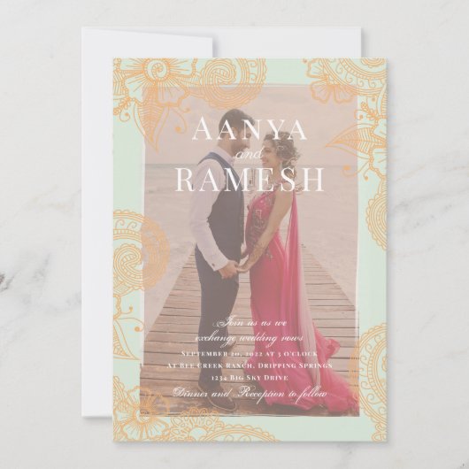 Mehndi Foto Wedding Einladung (Vorderseite)