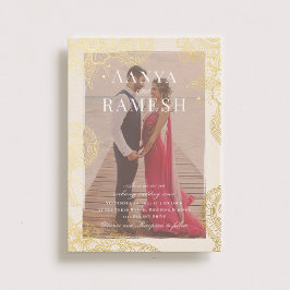 Mehndi Foto Wedding Einladung Real Gold